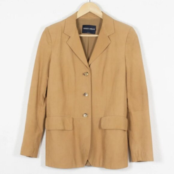 Giorgio Armani Classico Archive Leather Blazer Jacket 54 - Picture 1 of 1
